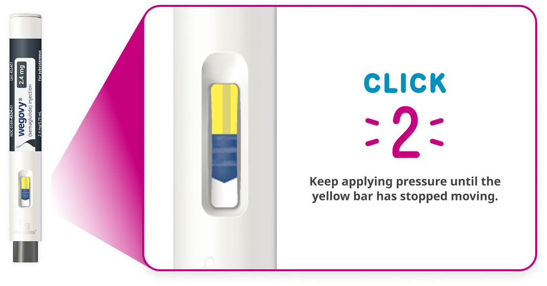 When you hear the second click, keep applying pressure until the yellow bar stops moving.