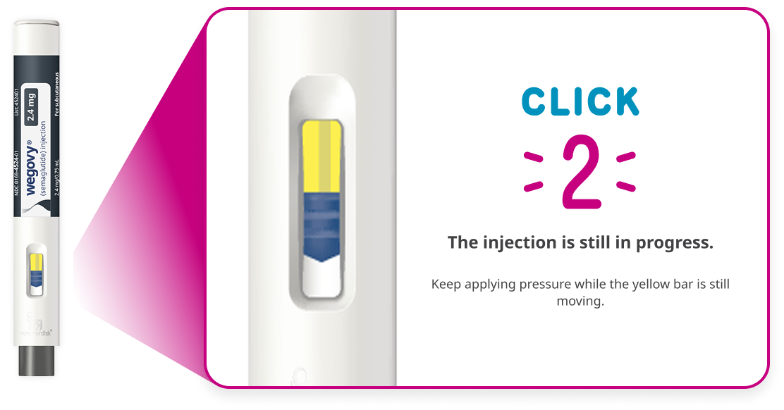 When you hear the second click, keep applying pressure until the yellow bar stops moving.