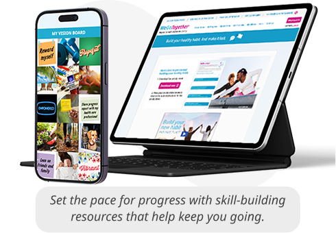 A smartphone and a tablet side by side, displaying previews of the WeGoTogether portal.
