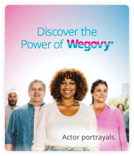 The Wegovy patient brochure. People representing various skin tones, ages, and gender presentations look confidently at the camera. Actor portrayals.